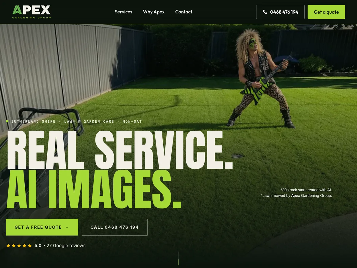 Apex Gardening Group website homepage designed by Spice of Life Media