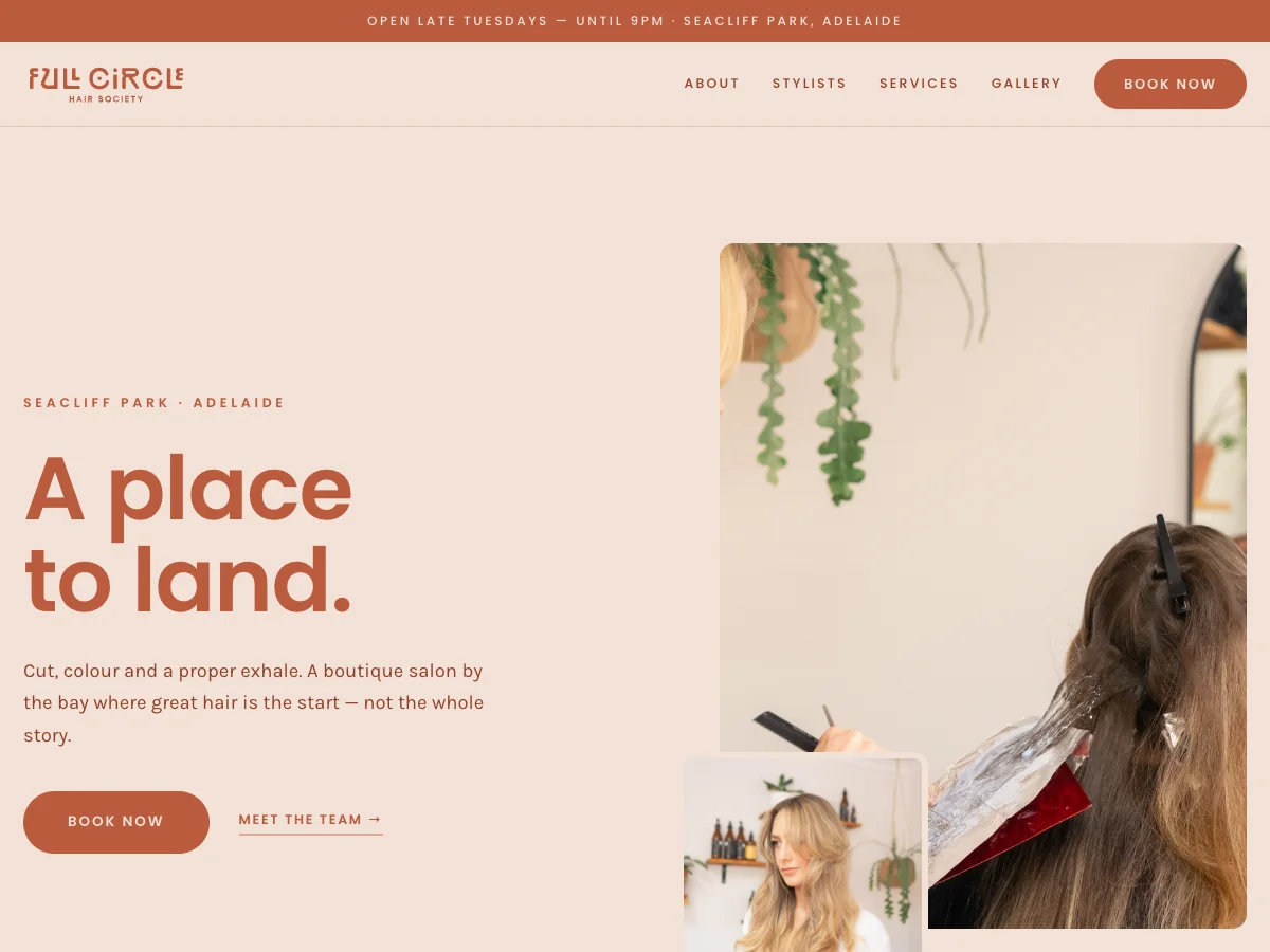 Full Circle Hair Society website designed by Spice of Life Media