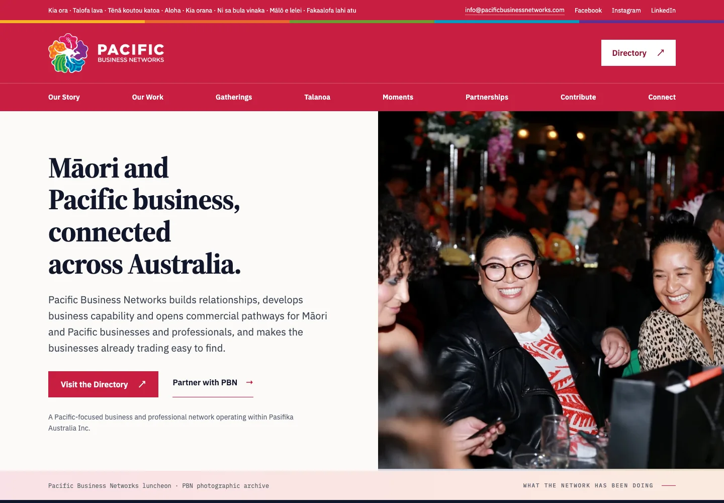 Pacific Business Networks website, an example of a Business build