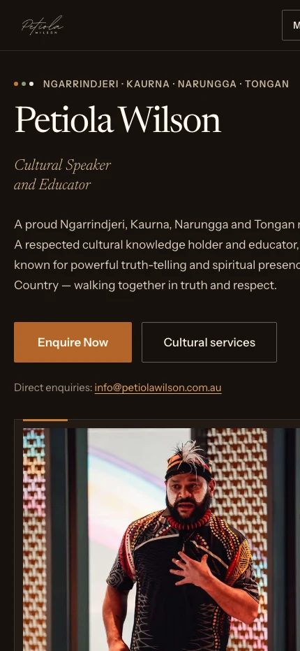 Petiola Wilson mobile website design